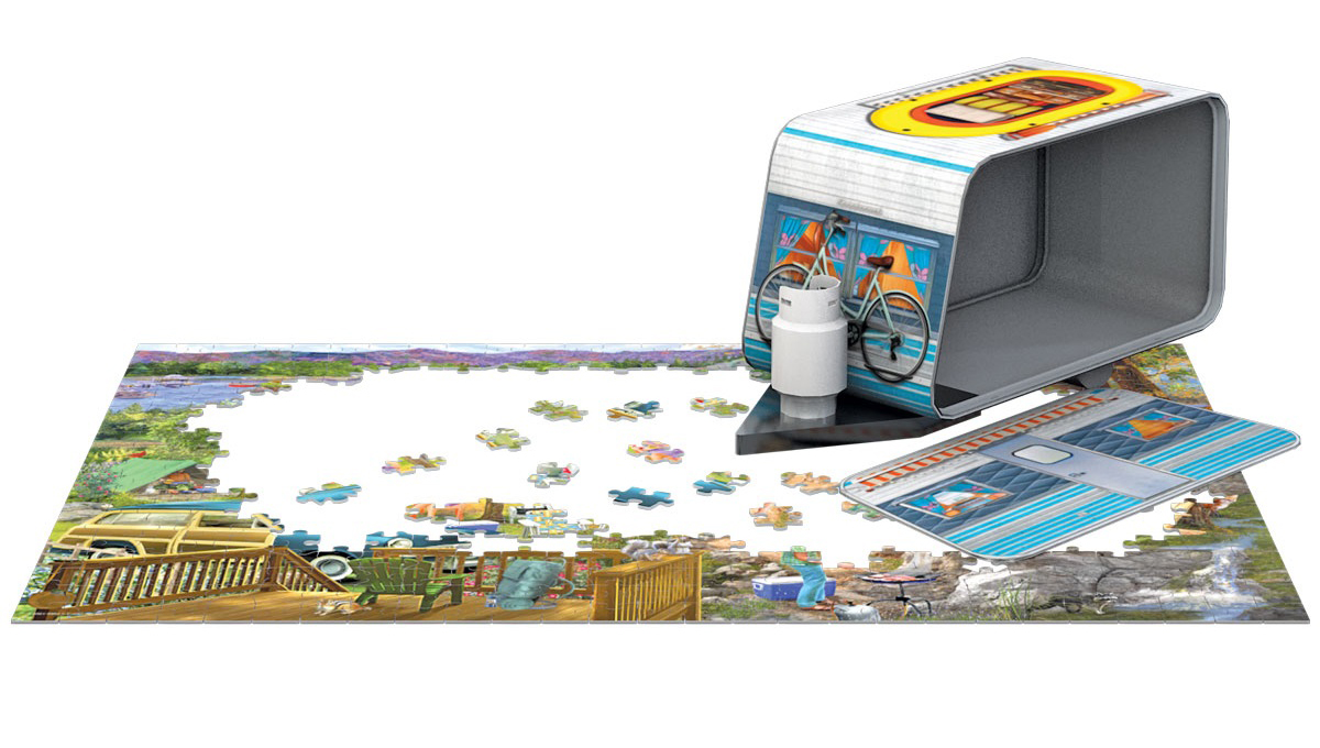 EUROGRAPHICS 8551-5994 Camping-Anhänger-Blechdose 550 Teile Puzzle NEU OVP