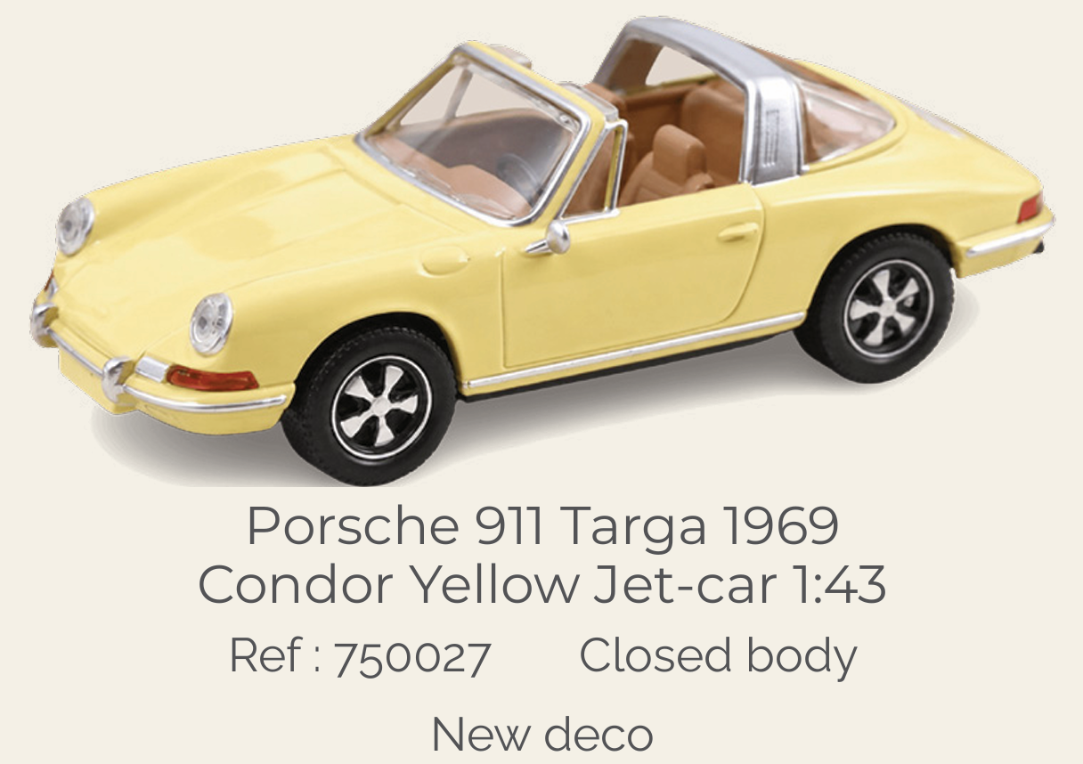 Norev 750027 Porsche 911 Targa 1969 Condor Yellow Jet-car 1:43