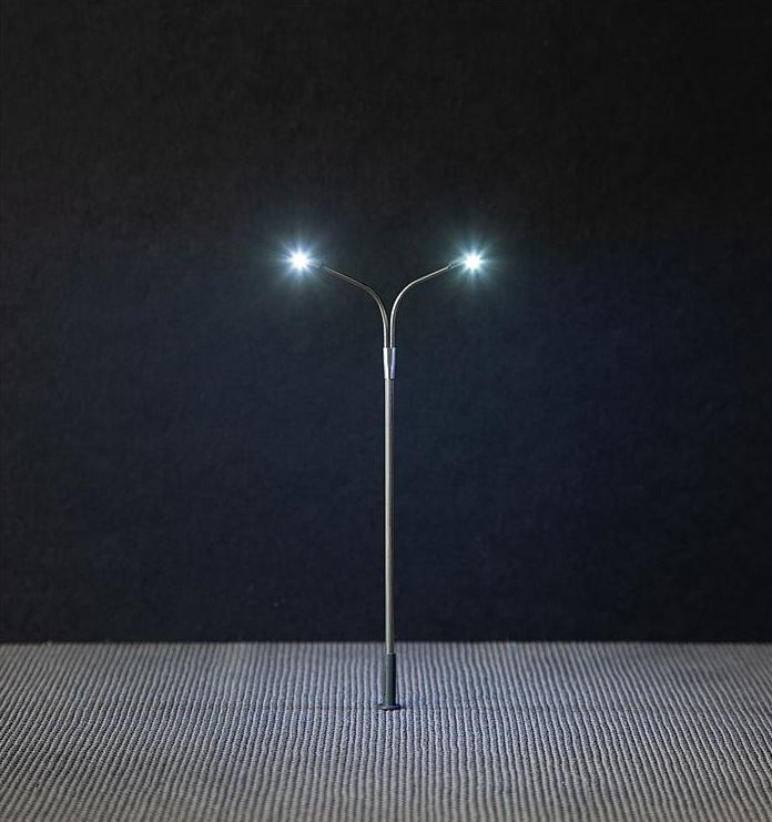 Faller 180201 LED-Straßenbeleuchtung, Peitschenleuchte, Doppelausleger