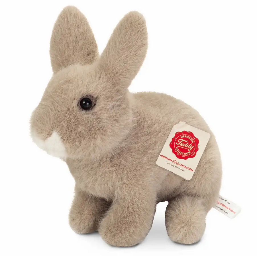 Teddy Hermann 937371 Hase sitzend grau 20 cm Stoff/Plüsch/Kuscheltier NEU