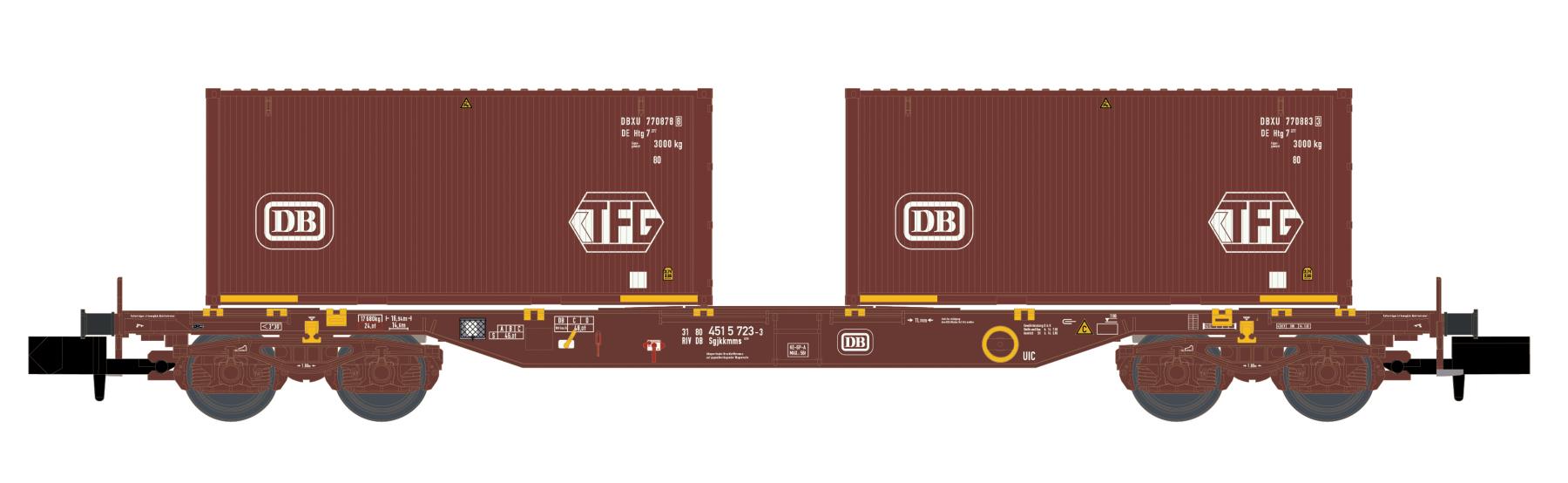Hobbytrain H23202 Containerwagen Sgjkkmms 699 DB, Ep.IV Spur N