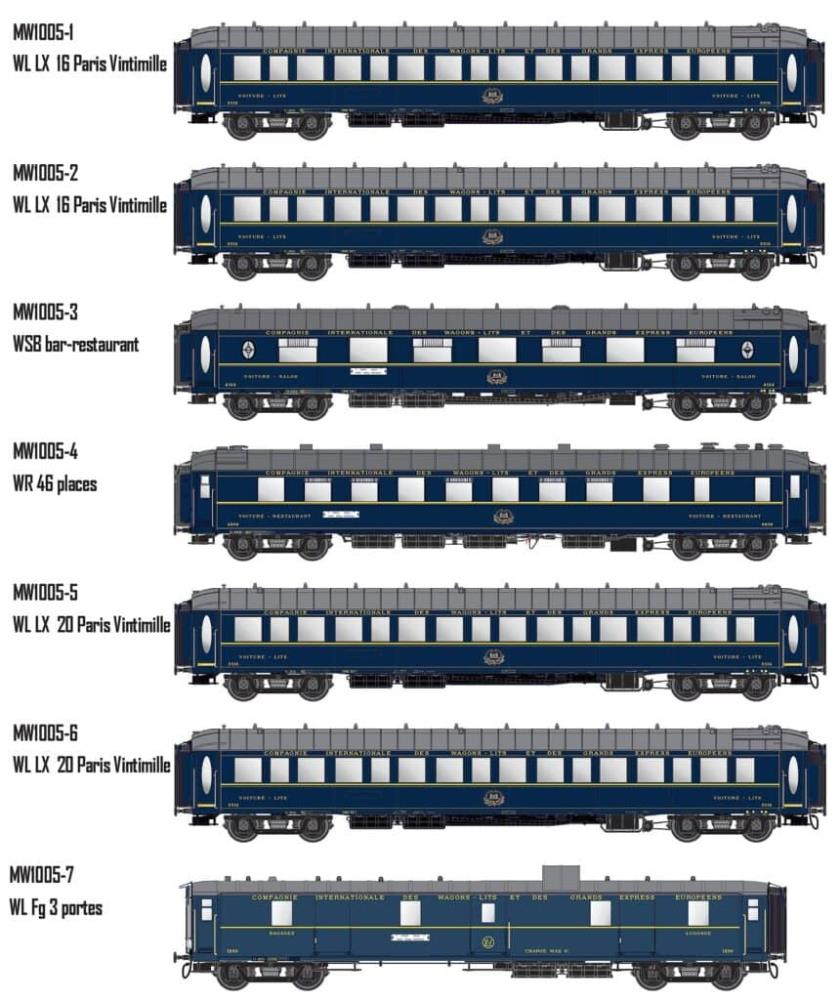Models World MW1005 7er Set Personenwagen CIWL, Ep.III, Le Train Bleu, Innenbel.