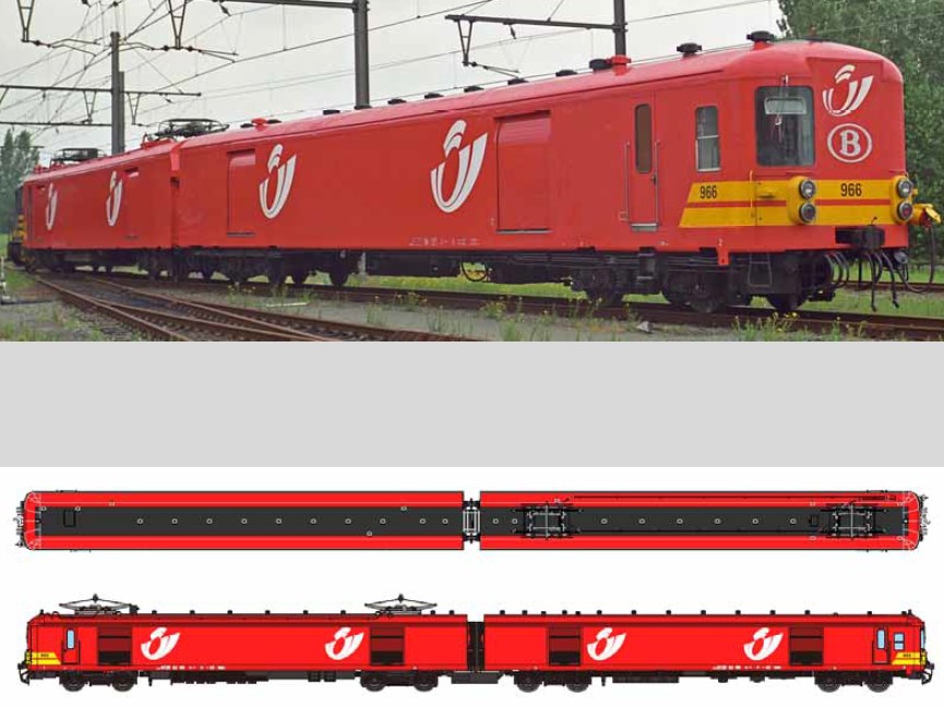 B-Models 7205.03 Post-Triebzug AM Post 966 schwarzes Dach Spur H0