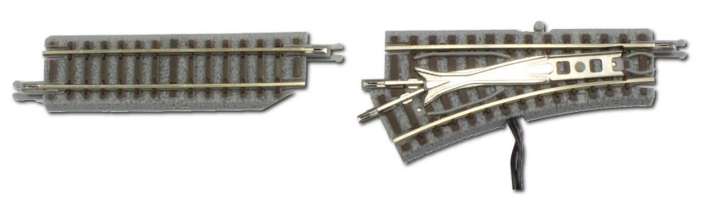 Rokuhan R022 Elektr Weiche links R127-26° inkl. Gleis gerade Spur Z