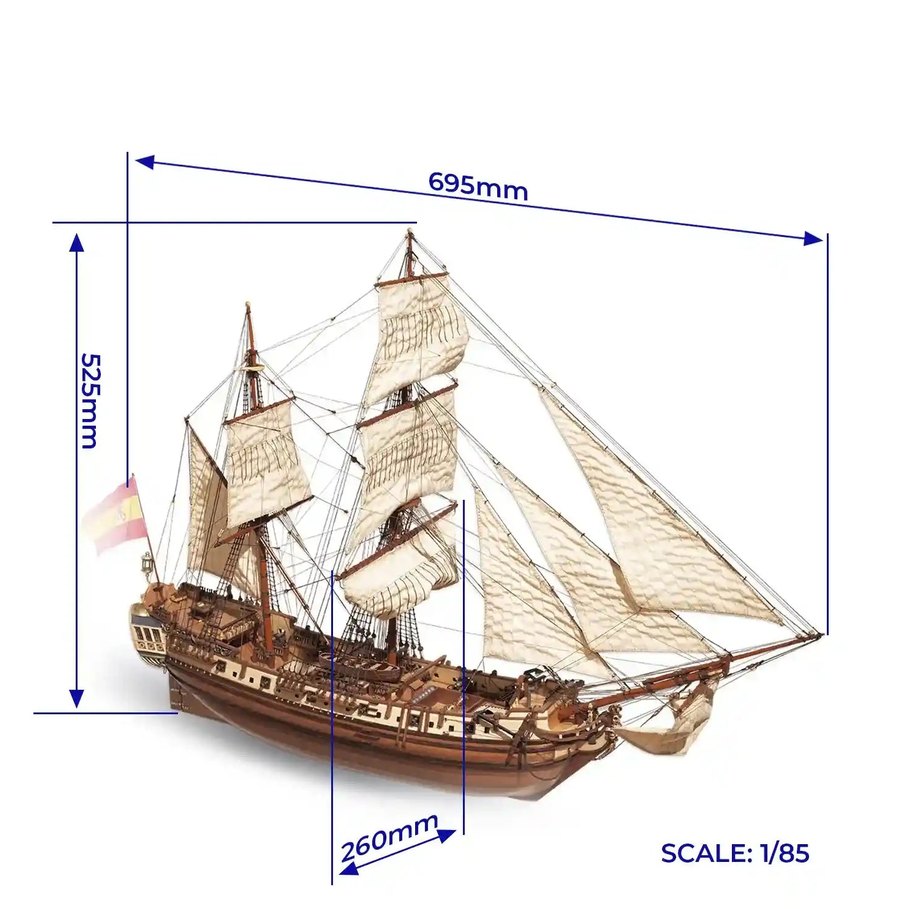 OcCre 13000 La Candelaria – Bombarde mit Segel 1:85 Holzbausatz