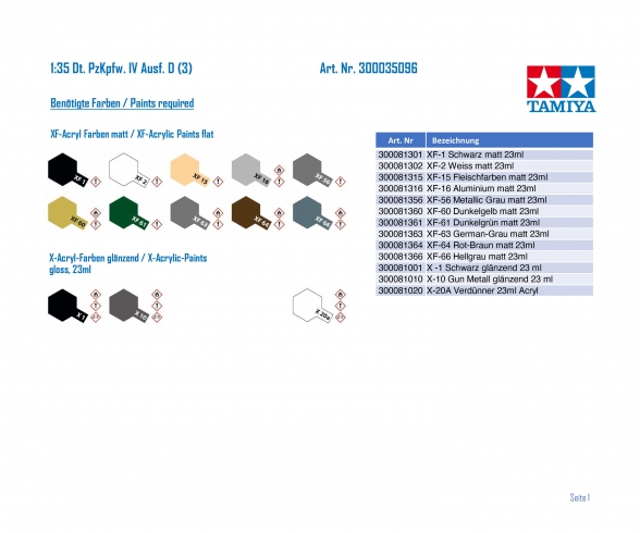 Tamiya 35096 Dt. PzKpfw. IV Ausf. D (3) 1:35 Bausatz NEU OVP
