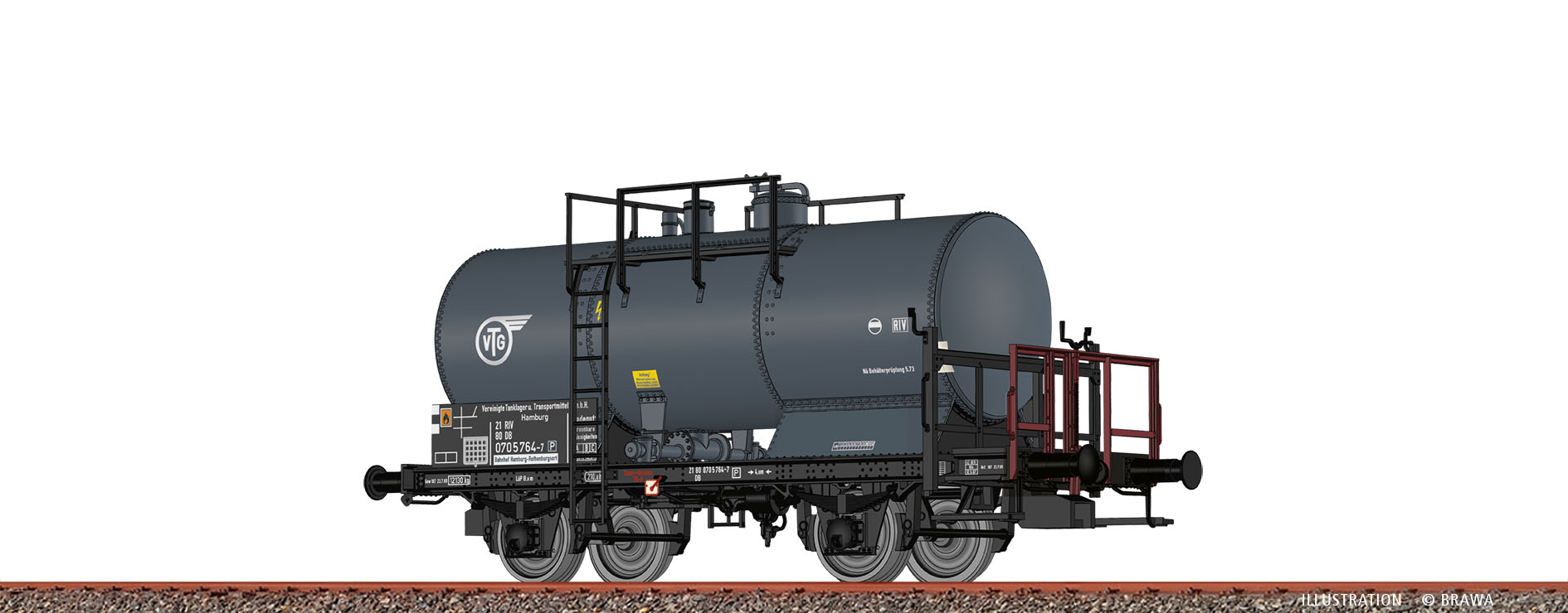Brawa 50856 Kesselwagen 2-achsig Z[P] VTG DB 1:87 Spur H0 DC