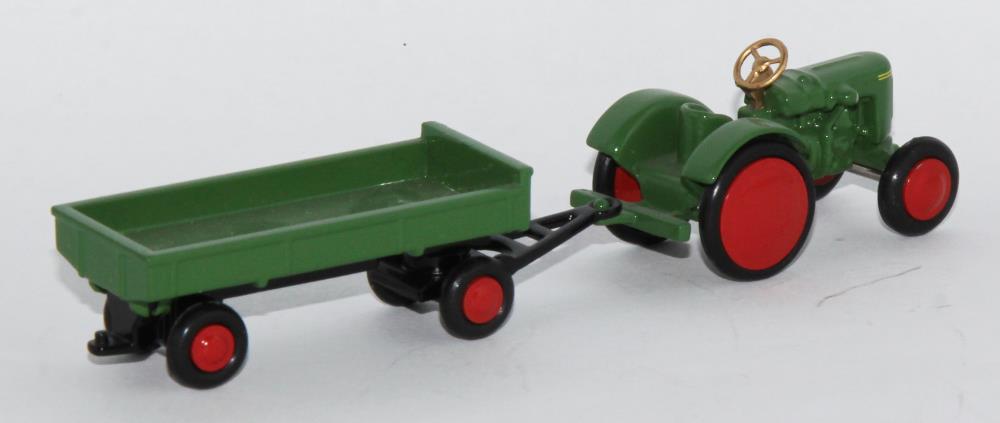 Schuco Piccolo Traktor Fendt Dieselross F 20 (1955) mit Anhänger 1:90