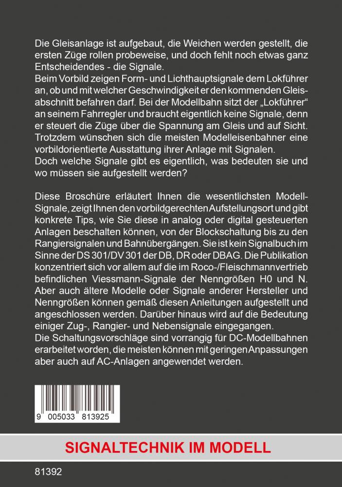 Roco 81392 Modellbahn-Handbuch Signale – Aufbau & Anschluss