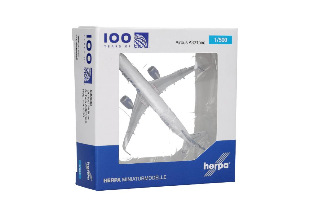 Herpa 539388 United Airlines Airbus A321neo "100 Years" 1:500 NEU