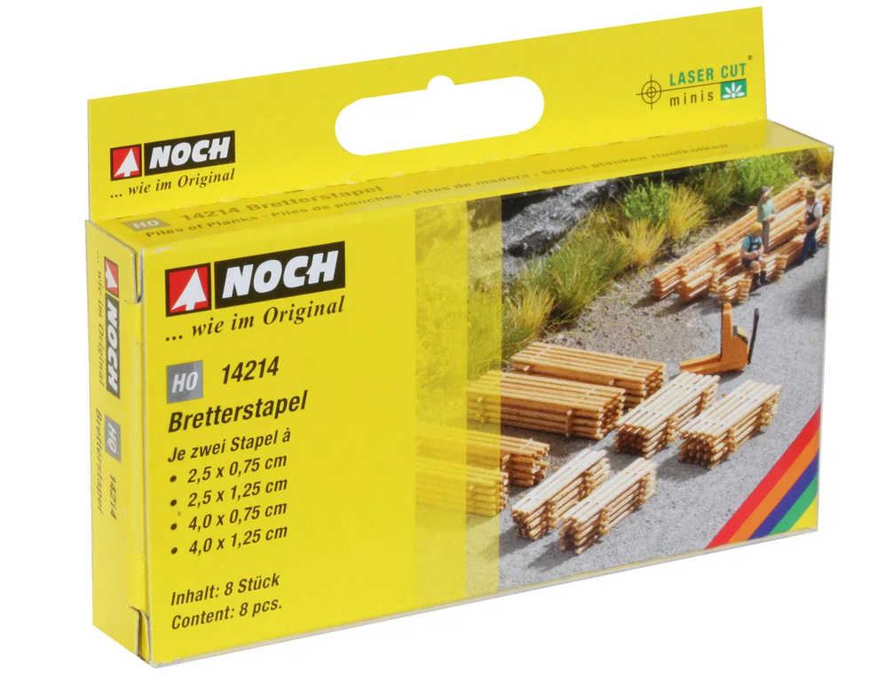 Noch 14214 Bretterstapel 8 Stapel mit Holzbrettern 1:87 Spur H0