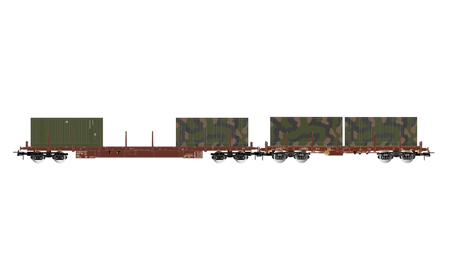 Rivarossi HR6716 FS, 2-tlg. Set Rungenwagen der Bauarten Rgs + Rgmms, braun,