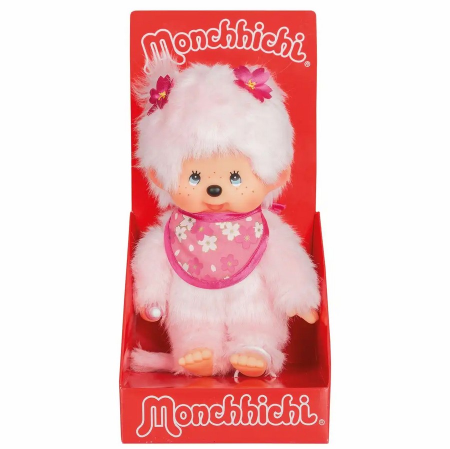 Monchhichi 242894 Plüschfigur Mädchen Kirschblüte mit Latz pink 20 cm Stoff