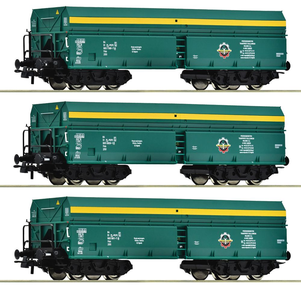 Roco 6600195 3-tlg Set Selbstentladewagen PTKiGK 1:87 Spur H0 DC