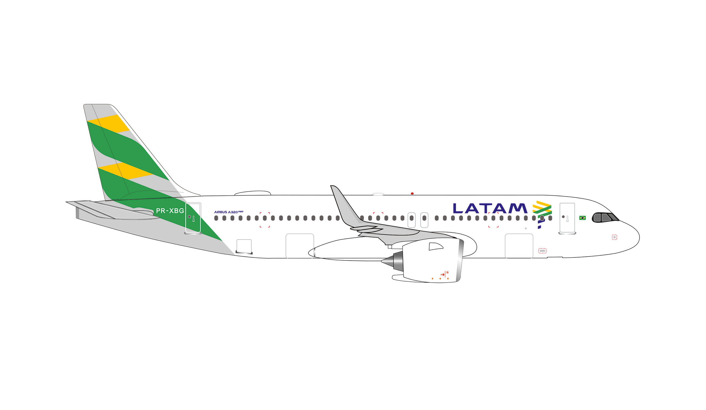 Herpa 539746 A320neo LATAM Brazil Flag