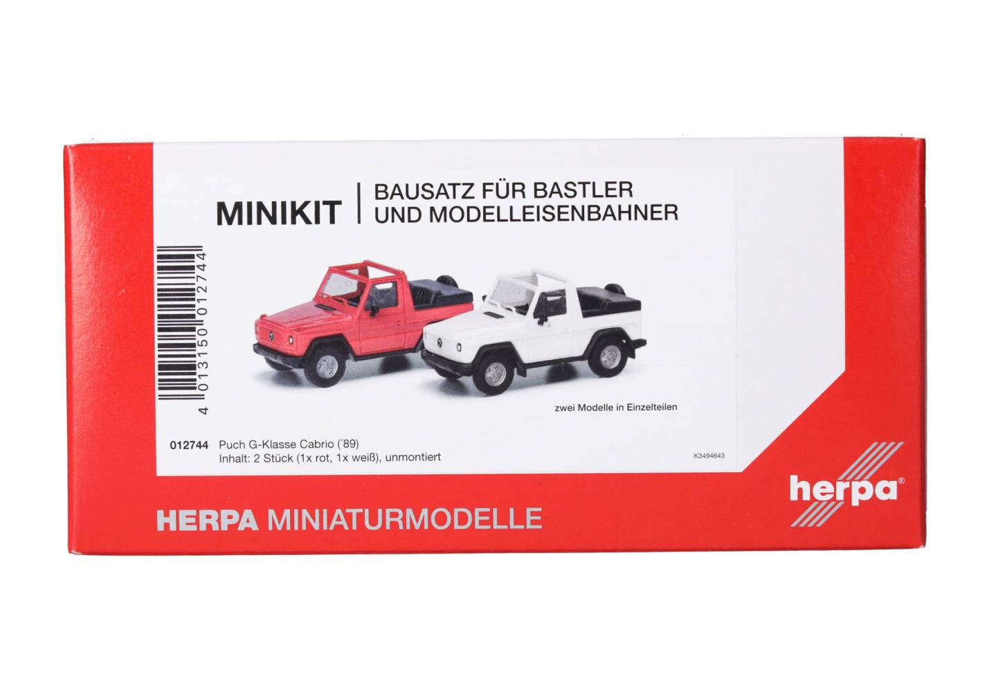 Herpa 012744 MiniKit Puch G-Klasse (W460) Cabrio weiß/rot 1:87