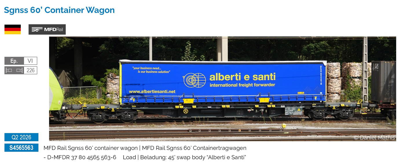 Sudexpress S4565563 Containertragwagen MFD Rail Sgnss 60' 1:87 Spur H0