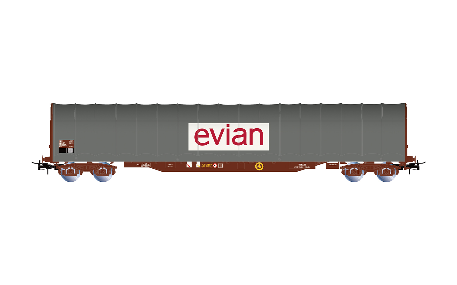 Jouef HJ6333 SNCF, 4-achs. Schiebeplanenwagen der Bauart Rils, „EVIAN”, g