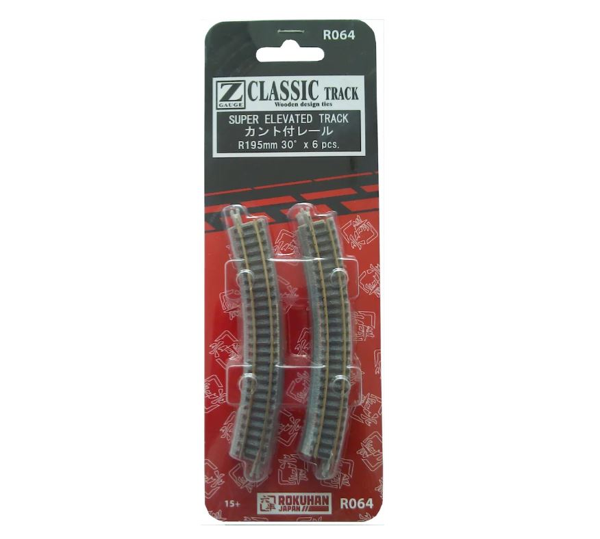 Rokuhan R064 Gleis überhöht R195-30° 1:220 Spur Z Neu OVP 6 Stück