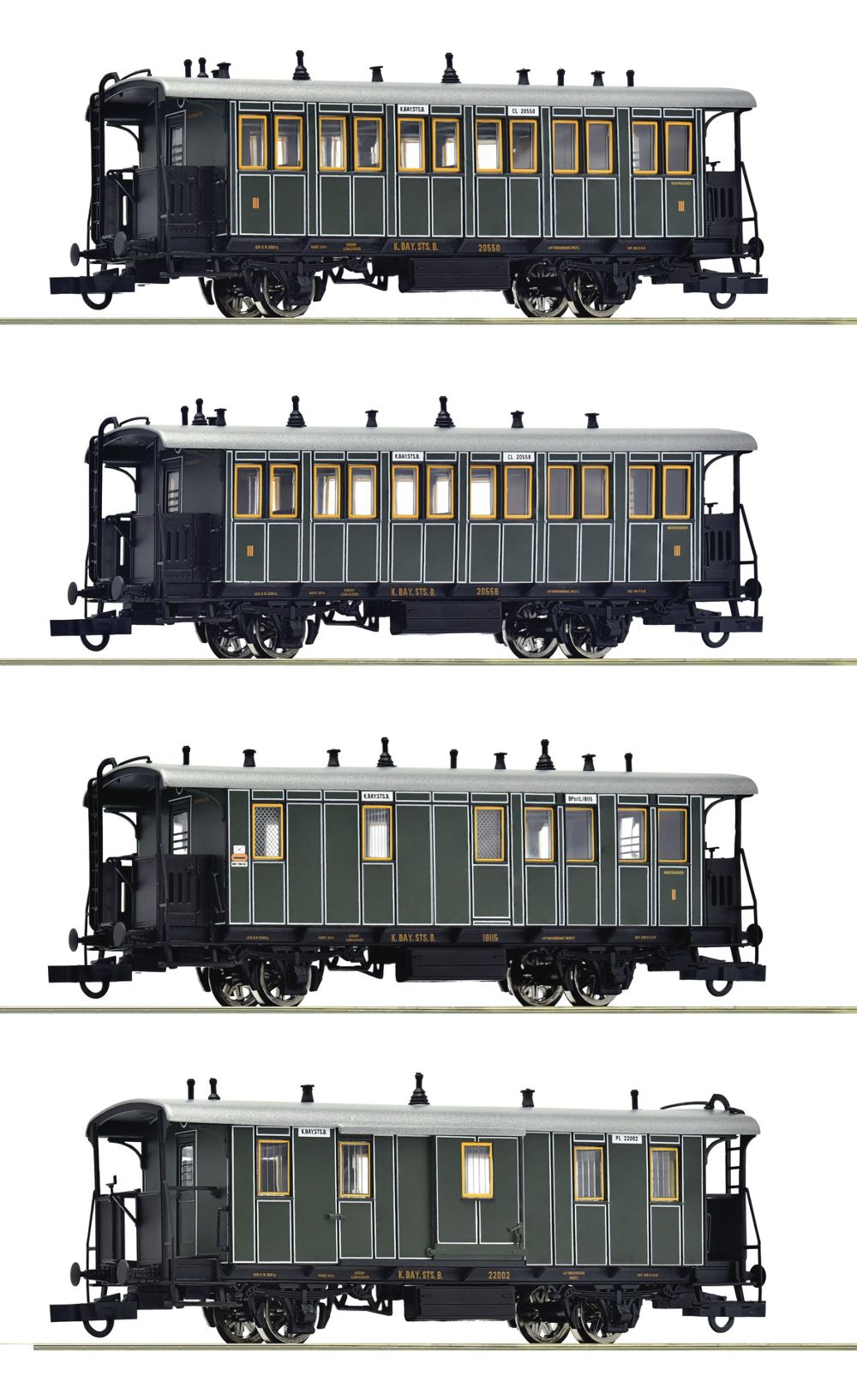 Roco 6200197 4-tlg Set Lokalbahnzug K.Bay.Sts.B. 1:87 Spur H0 DC