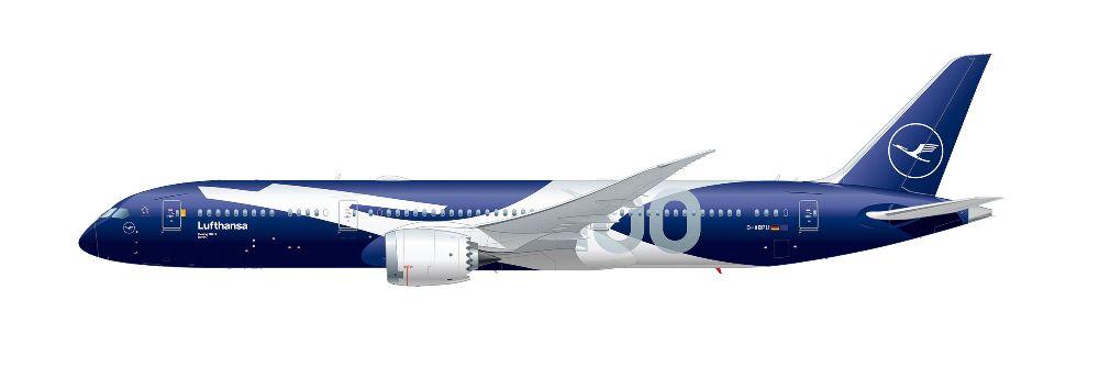 Herpa 573986 B787-9 Lufthansa 100 Jahre 1:200