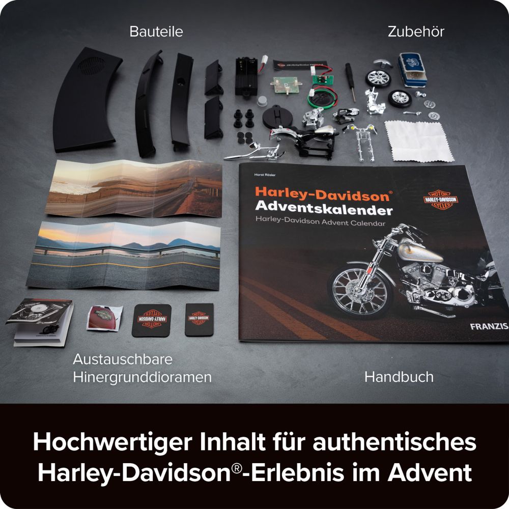 Franzis 67284 Harley-Davidson® Adventskalender 1:18 Bausatz NEU