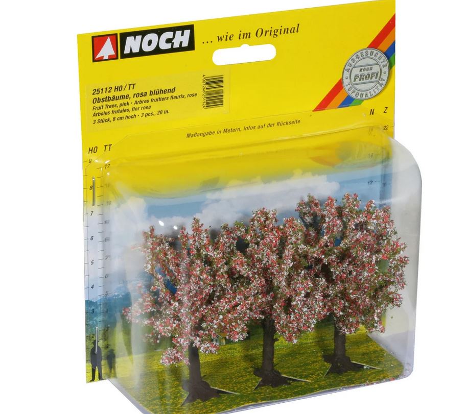 Noch 25112 Obstbäume rosa blühend 3 Stück 8 cm hoch Spur H0/TT