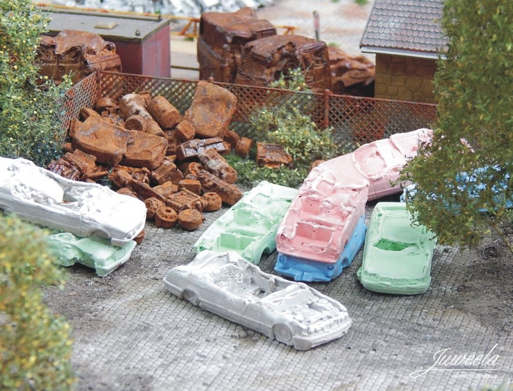 Juweela 28180 Schrottautos (BRD) farbig gemischt, 6x  (Miniatur)