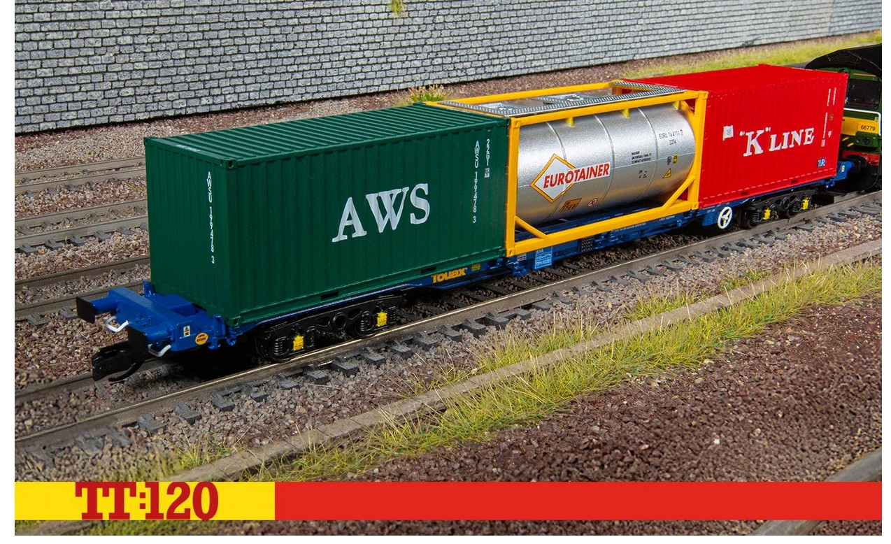 Hornby TT6030 Touax KFA Container Wagon 3x20 Containers Spur TT