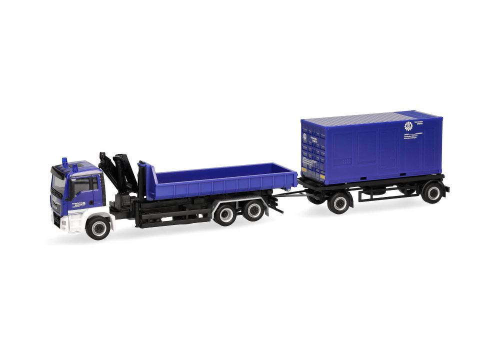 Herpa 320863 MAN TGS M Wechsell. mit Hänger "THW Singen" 1:87