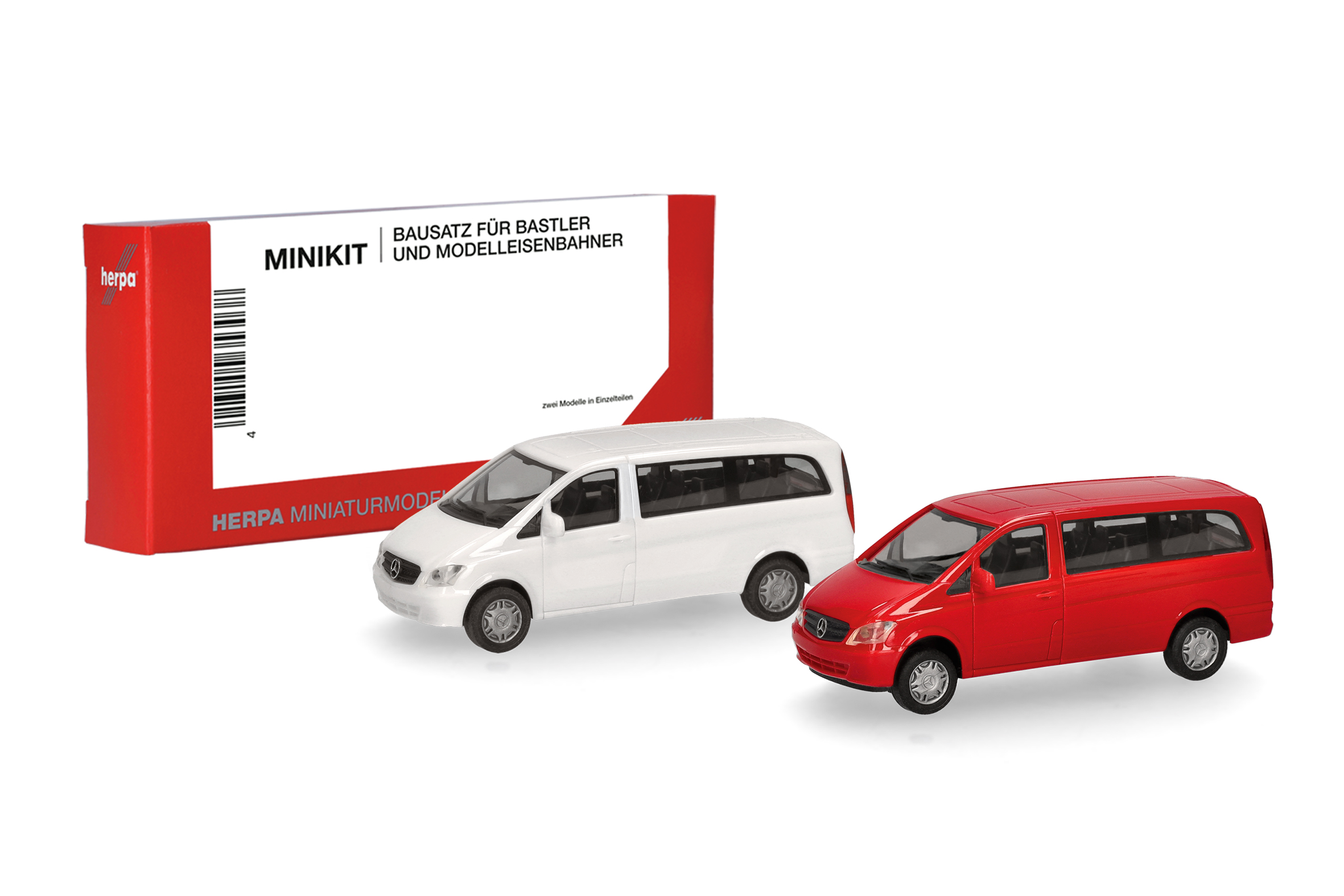 Herpa 014212 MiKi MB Vito Bus weiß/rot 2St.