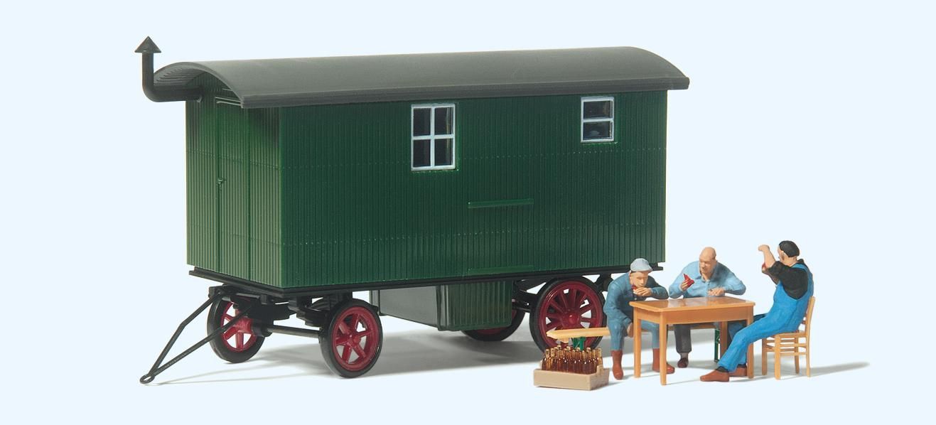 Preiser 33263 Bauarbeiter in der Pause Bauwagen Zubehör 1:87