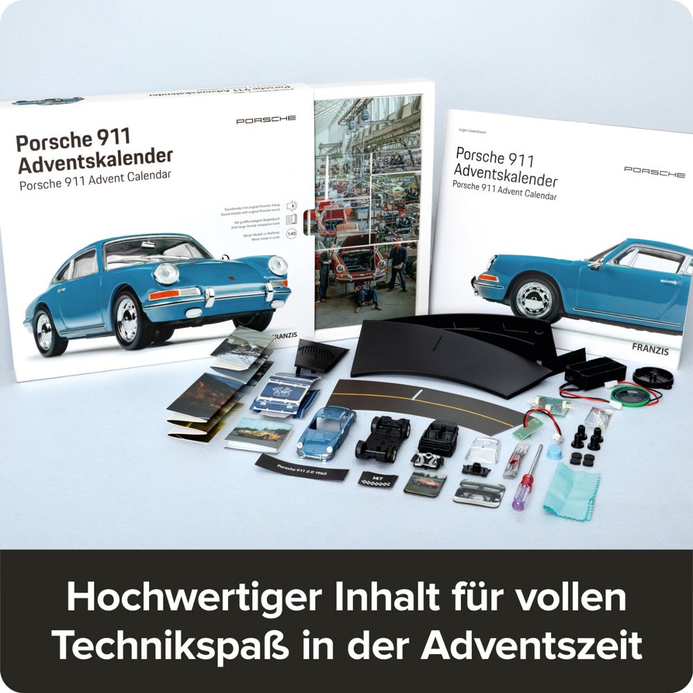 Franzis 67664 Porsche 911 Emailblau Adventskalender 1:43 Bausatz