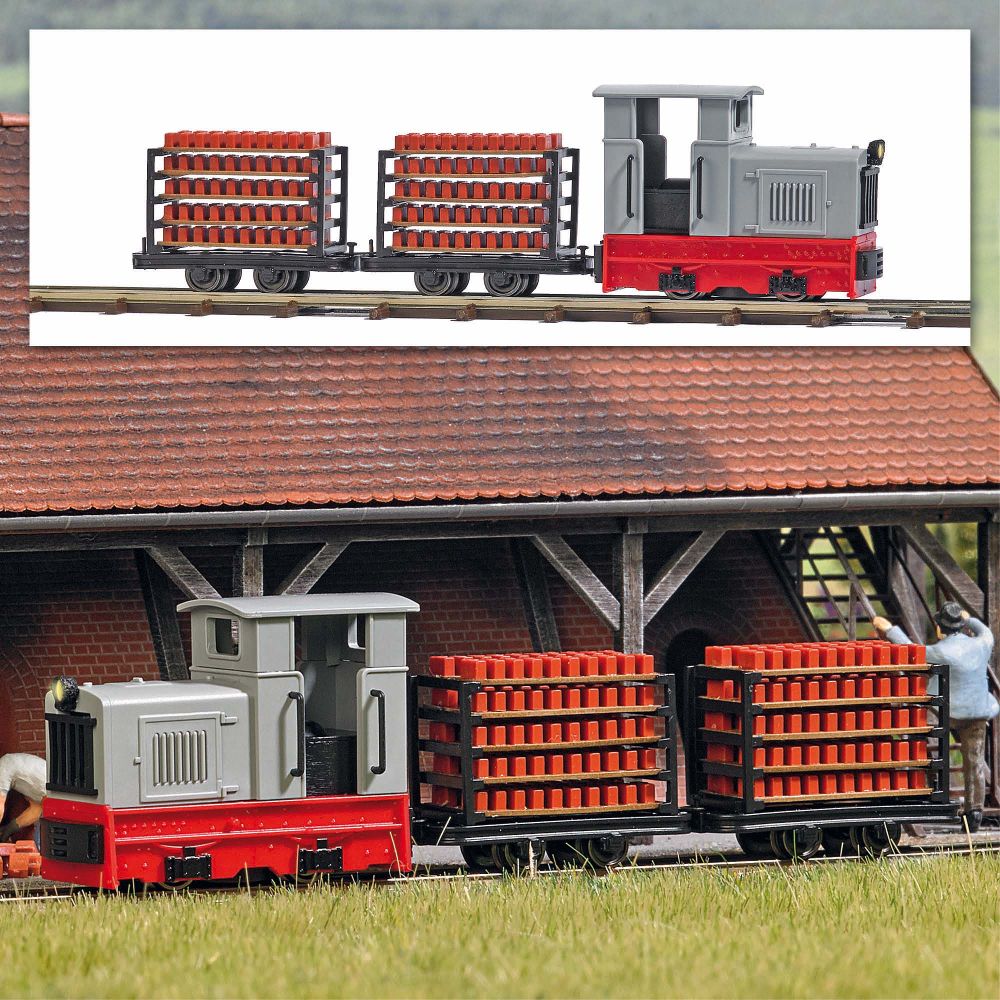 Busch 12014 Feldbahn Start-Set Ziegeltransport 1:87 Spur H0f Neu
