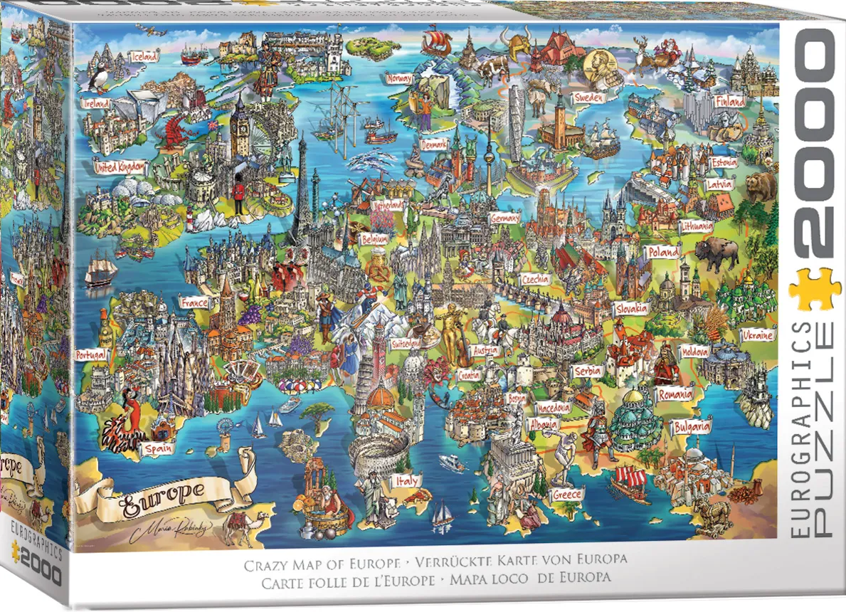 EUROGRAPHICS 8220-6129 Verrückte Europakarte 2000 Teile Puzzle NEU OVP