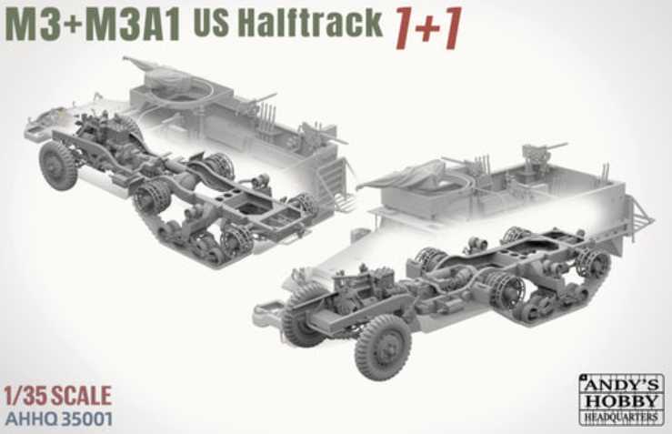 Andy's Hobby Headquarters 35001 M3 & M3A1 U.S. WWII HALFTRACKS 1:35 Bausatz NEU