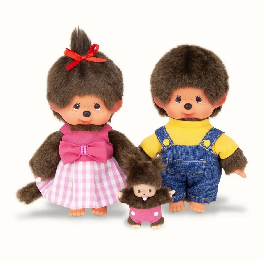 Monchhichi 254870 Familien Set Junge Mädchen & Baby 20 cm Plüsch/Stoff