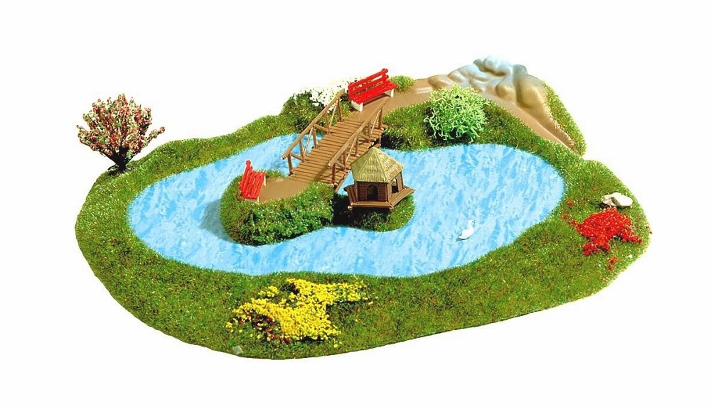 Busch 3110 Parksee mit Brücke - Spur H0 - Neu - OVP
