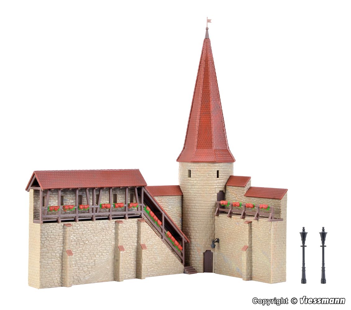 Kibri 38915 Stadtmauer mit Rundturm in Weil 1:87 Spur H0 Bausatz