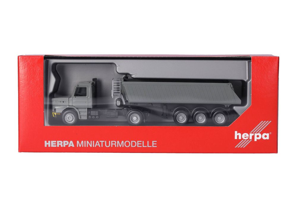 Herpa 319713 Scania Hauber Kipp-Sattelzug grau/gelb 1:87 Spur H0