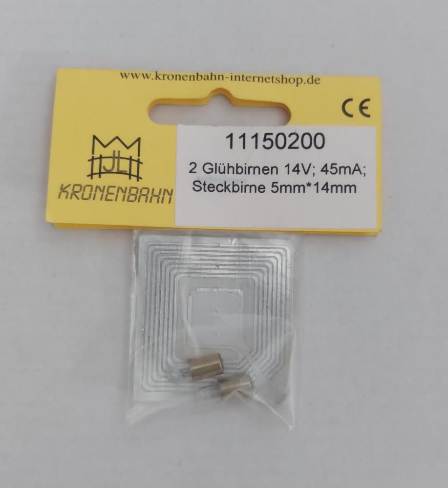 ArsTECNICA 11150200 Glühbirnen 14V 45mA, Steckbirne, 2 Stück