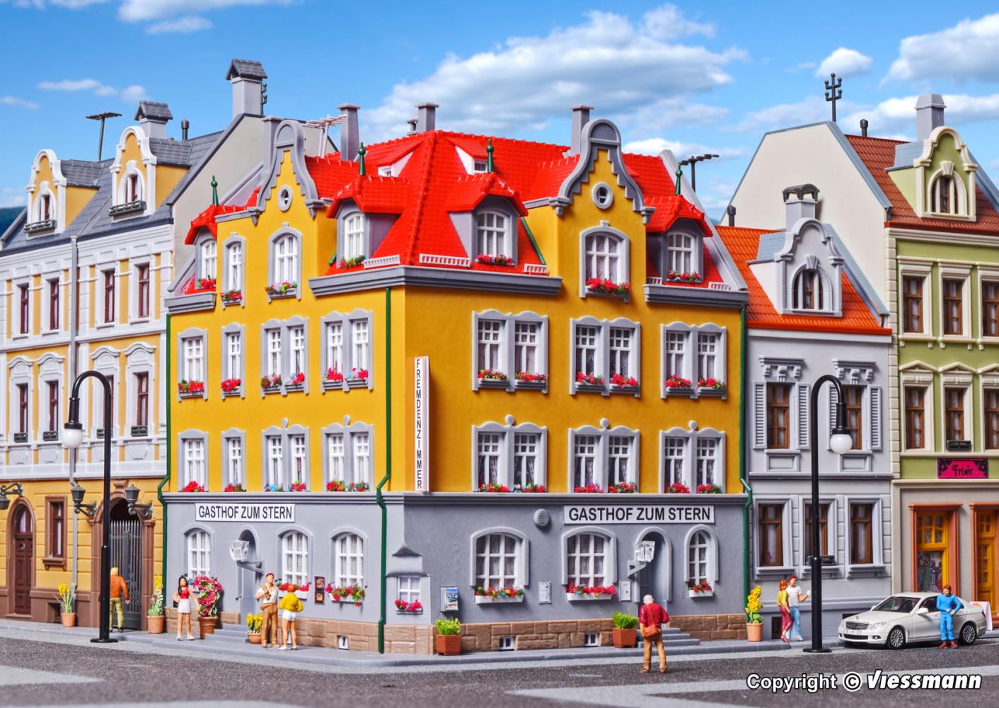 Kibri 38350 Eckhaus inkl. Hausbeleuchtungs-Startset 1:87 Spur H0