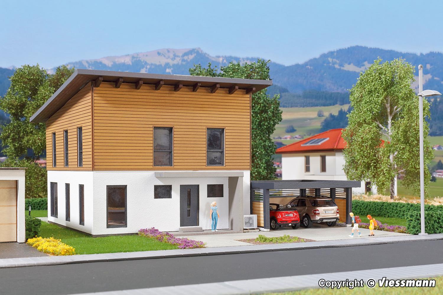 Kibri 38337 Kubushaus Saskia mit Carport Polyplate 1:87 Spur H0