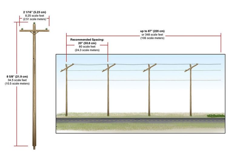 Woodland Scenics US2280 Wired Poles Single Crossbar - Spur 0 - Neu - OVP