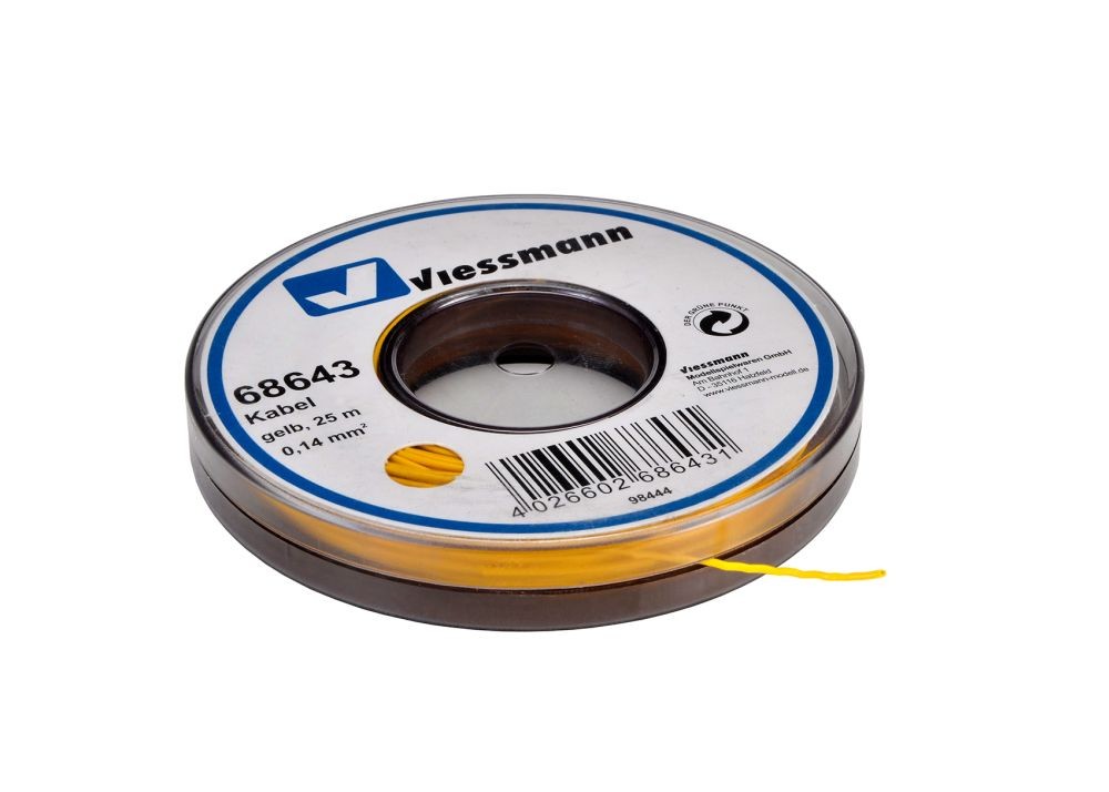 Viessmann 68643 Kabel auf Abrollspule 0,14 mm², gelb, 25 m