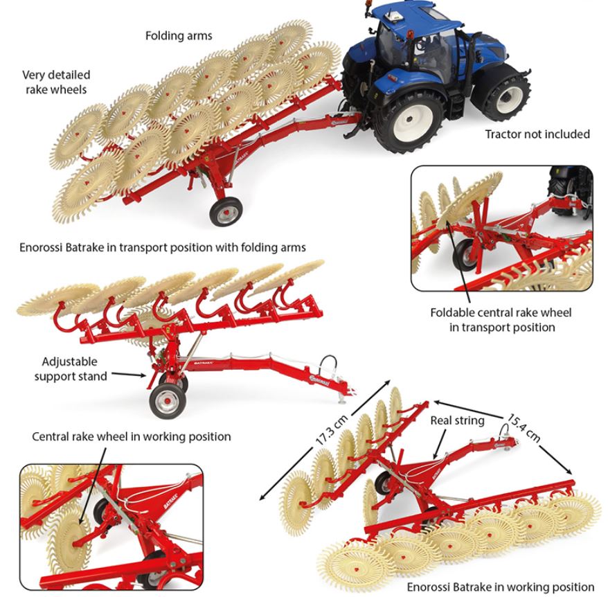 Universal Hobbies UH6356 Enorossi Batrake 12 Hay rakes 1:32 Standmodell Neu