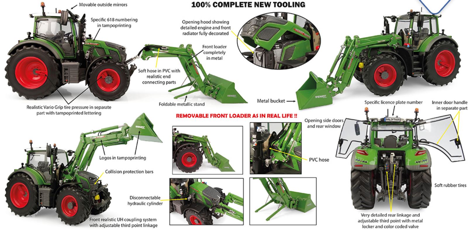 Universal Hobbies UH6688 Fendt 618 Vario with frontloader 1:32 Spur 1 NEU OVP