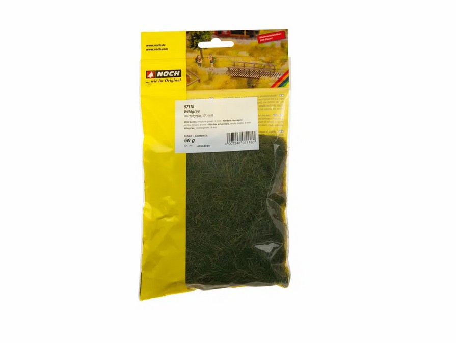 Noch 07118 Wildgras mittelgrün 9 mm 50 g Beutel Spur H0/TT/0 NEU