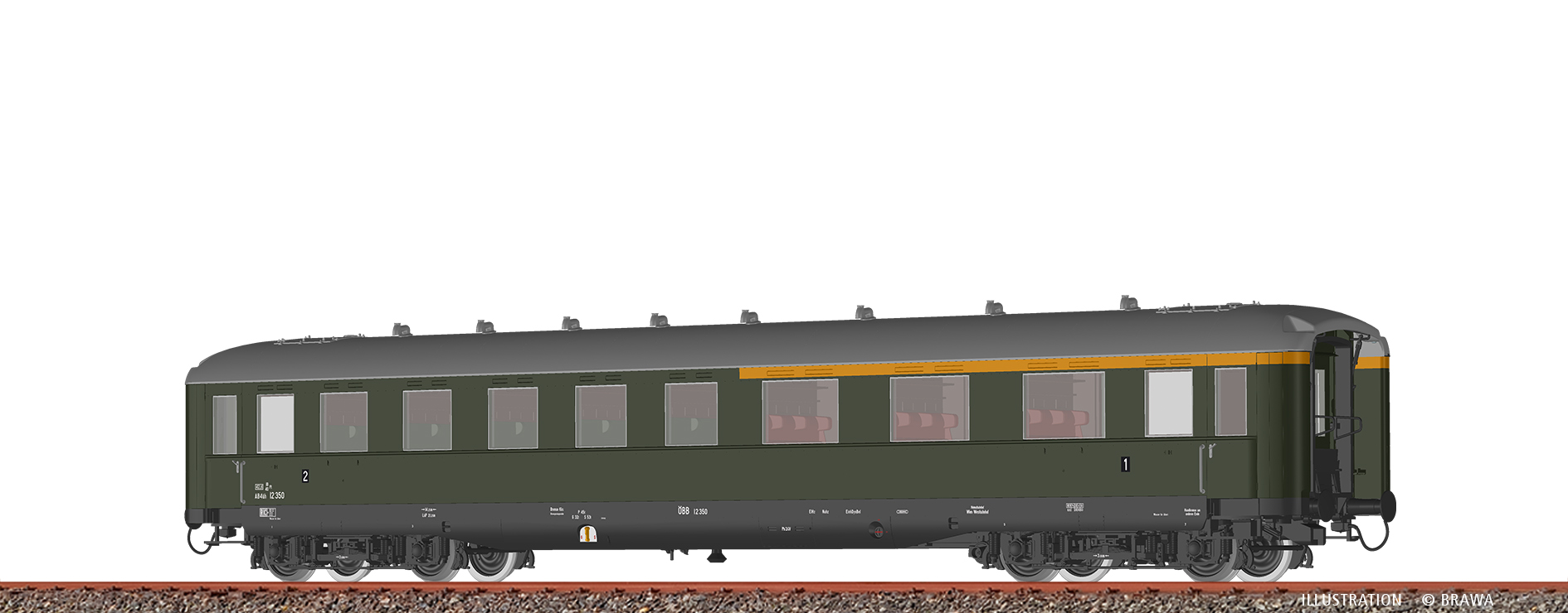 Brawa 51109 Personenwagen AB4üh ÖBB 1:87 Spur H0 DC+ LED NEU