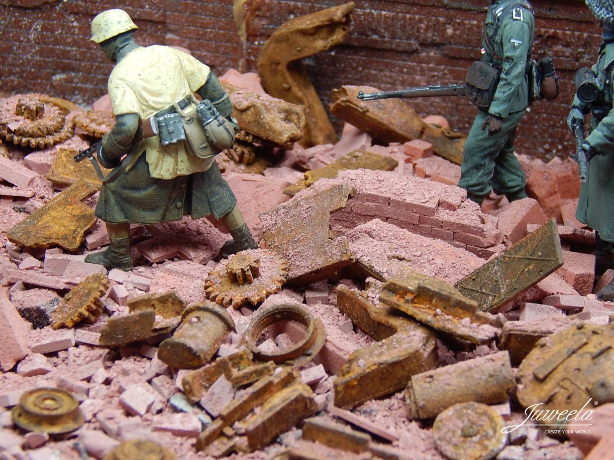 Juweela 23338 Metallschrott Zahnräder rostig, 90g (Miniatur)